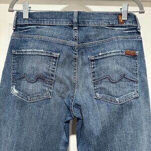 7 for All Mankind Denim Ginger Mid Rise Wide Leg Jeans Size 28